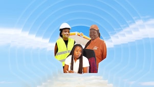 Mise en avant du personnel féminin de Shell: Une pompiste, une ingénieure et une responsable marketing.