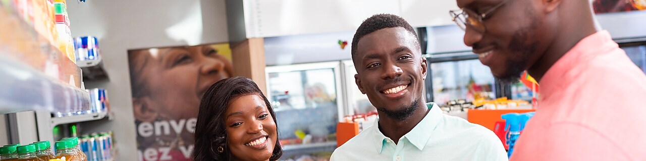 Three friend having food