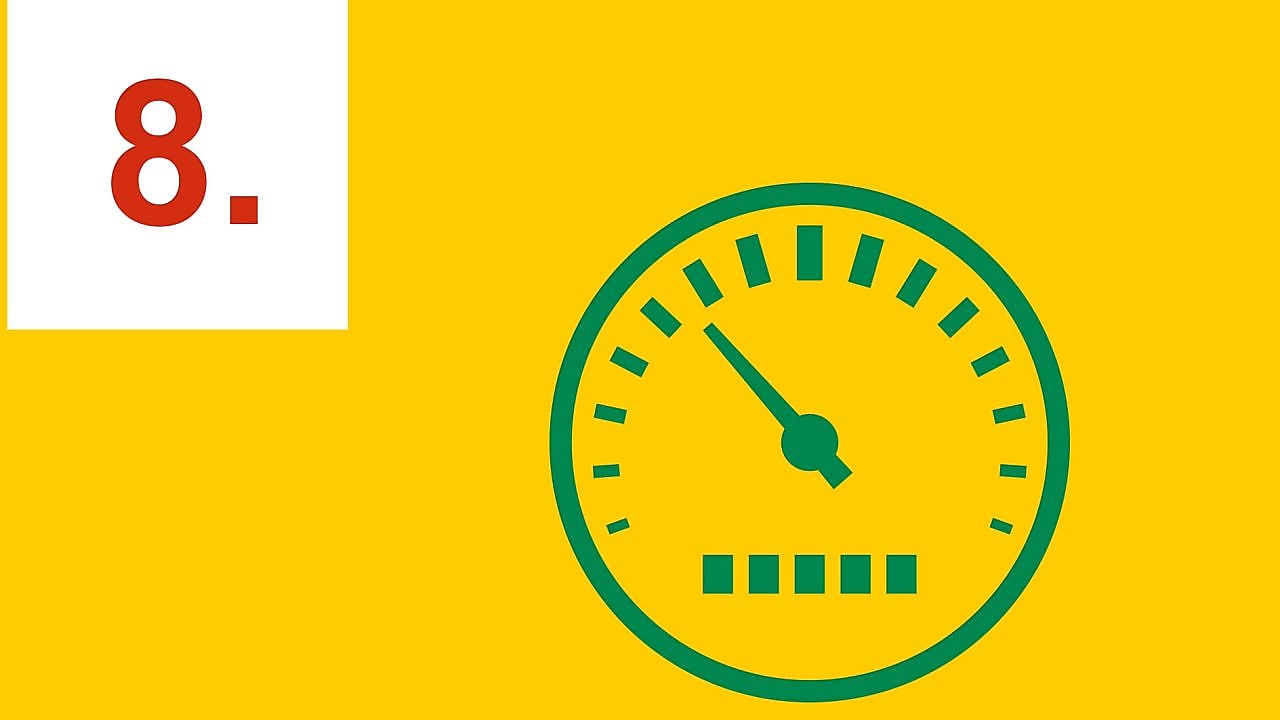 Indicateur de vitesse vert sur fond jaune