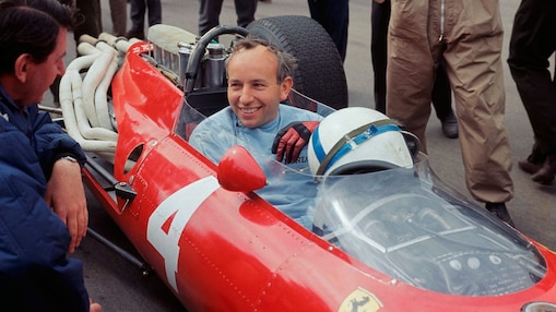 John Surtees on a Ferrari car